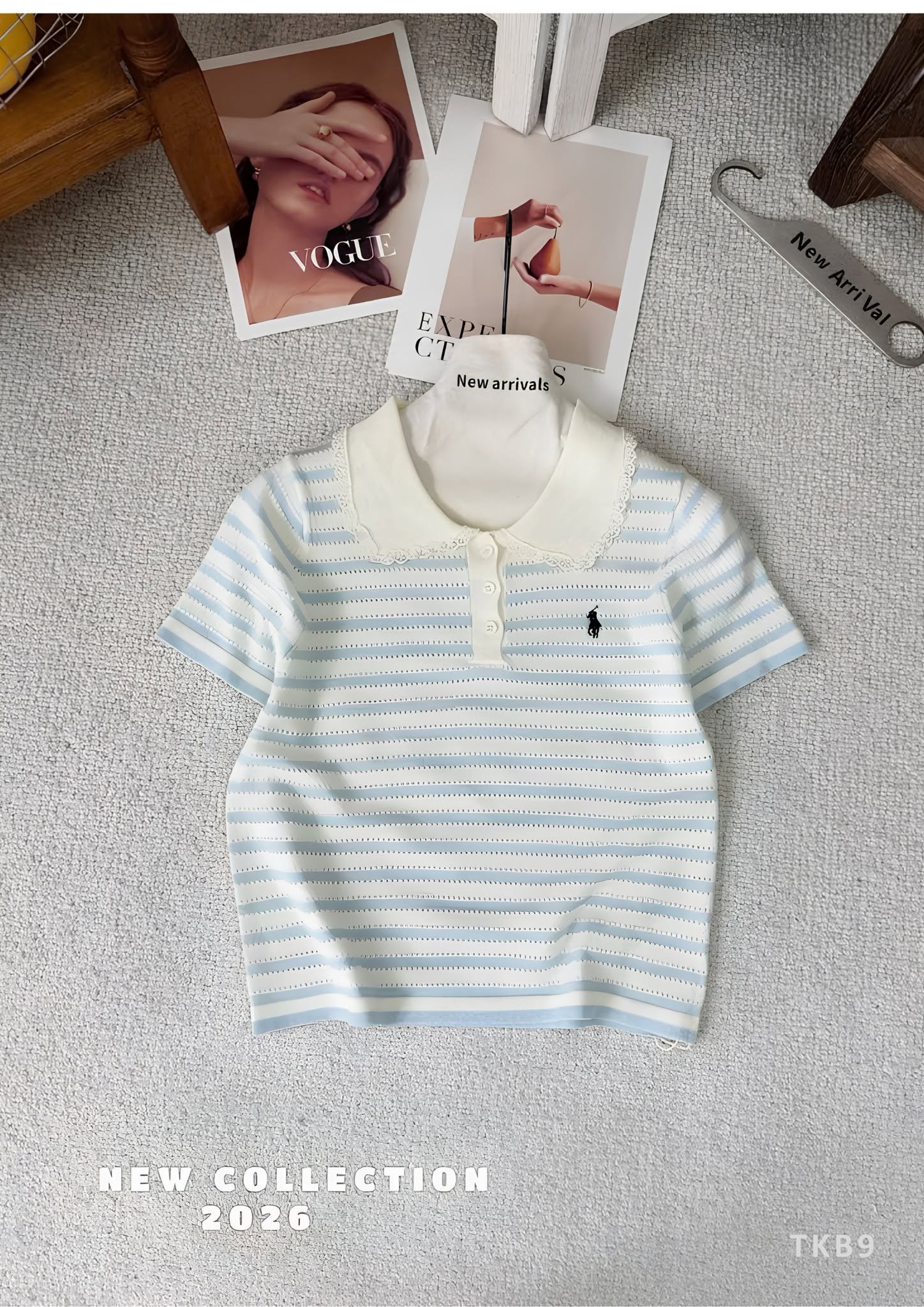 777851982_122124194007340147_7224531333617777068_n Set áo Polo sọc xanh mix váy dài xanh
